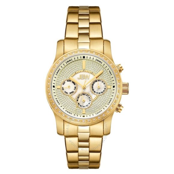 JBW Vixen Crystal Pave Dial Gold-Plated Stainless Steel Ladies Watch NEW J6327D